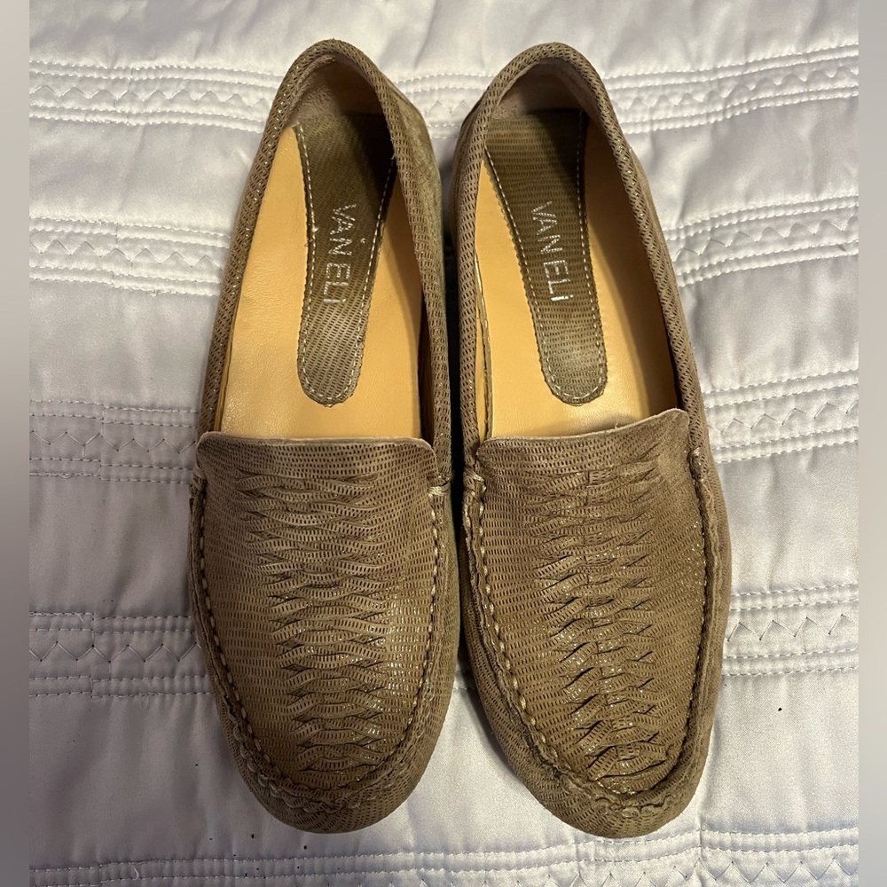 Vaneli Reba Taupe Lizprint leather loafers